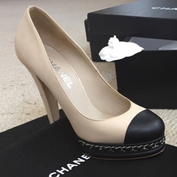 CHANEL Shoes - Chanel Black & Beige cap toe Pumps